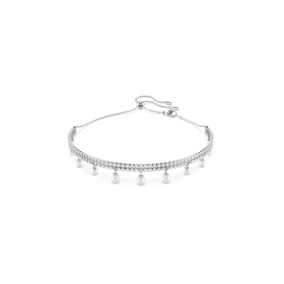 Swarovski Ariana Grande Crystal and Pearl Choker Necklace in Rhodium Finish - Part of the Ariana Grande x Capsule Collection
