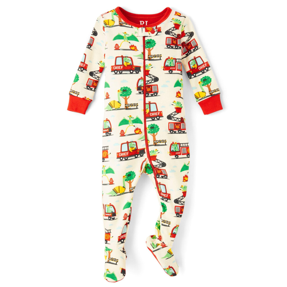 The Children's Place Baby-Schlafanzug Fr Jungen Und Kleinkinder, Langrmlig, 100 % Baumwolle, Mit Reiverschluss Vorne, Einteilig, Mit Fen, Fe-image