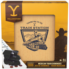 SPIN MASTER Games Yellowstone Messican Train Dominoes Set Classic Tile Board Game in Wood Case for Family Game Night Dominoes Modern per adulti e bam