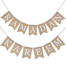 Ramadan Mubarak Banner Ramadan Kareem Dekorationer Eid Burlap Bunting Guld Eid Mubarak Banner Festartikler til hjemmet muslimsk festival
