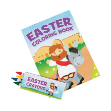 Fun Express He Lives Mini-Ostermalbuch mit Buntstiften 12 Sets Sonntagsschule und religi ses Zubeh r f r Kinder