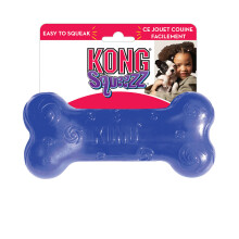 KONG - Squeezz Bone - Strong Squeaky Dog Toy Squeaks even if punctured - For Large Dogs (Assorted Colors)