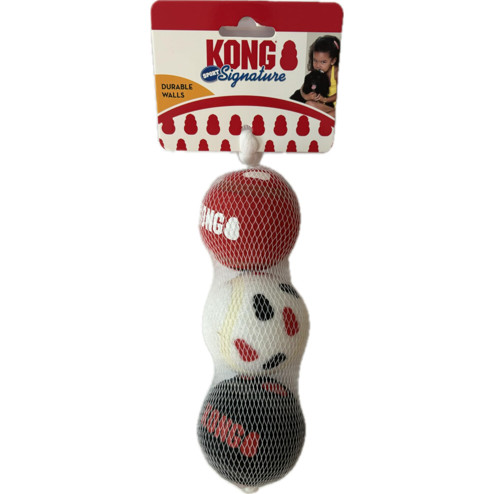 Kong Signature Sport Balls Dog Toy Medium 3 Pack