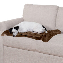 Furhaven Vandtt dkken til hunde og indendrs katte Vaskbar - Tofarvet Luxe Velvet Hundetppe - Brownstone Medium