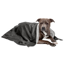 Furhaven Vandtt dkken til hunde og indekatte Vaskbar - Tofarvet Luxe Velvet Hundetppe - Granitgr Stor