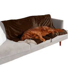 Furhaven Vandtt dkken til hunde og indekatte Vaskbar - Tofarvet Luxe Velvet Hundetppe - Brownstone Extra Large/XL