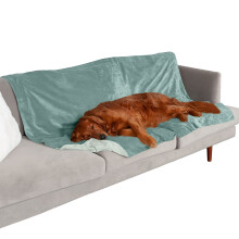 Furhaven vandtt dkken til hunde og indendrs katte Vaskbar - Tofarvet Luxe Velvet Hundetppe - Celadon Green Extra Large/XL
