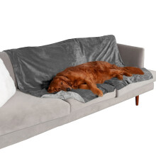 Furhaven Vandtt dkken til hunde og indekatte Vaskbar - Tofarvet Luxe Velvet Hundetppe - Granitgr Extra Large/XL