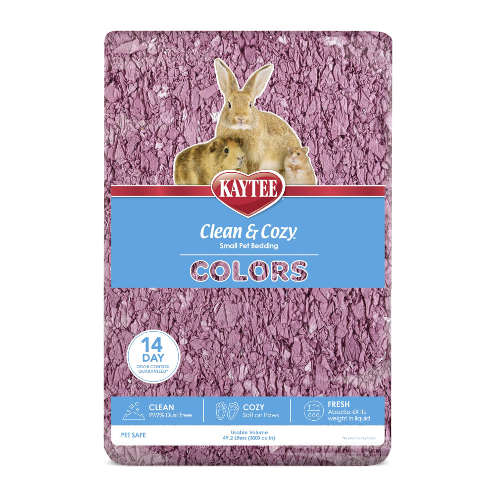 Kaytee Clean & Cozy Colors Small Animal Bedding with Extreme Odor Control Plum 49.2 Liters