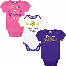 Gerber Baby Meisjes NFL 3 Pack Korte Mouw Romper, Teamkleur, 0-3 Maanden