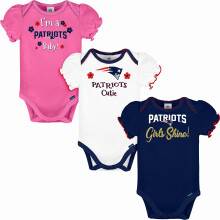 Gerber Baby Meisje NFL 3-Pack Korte Mouw Romper, Teamkleur, 0-3 Maanden
