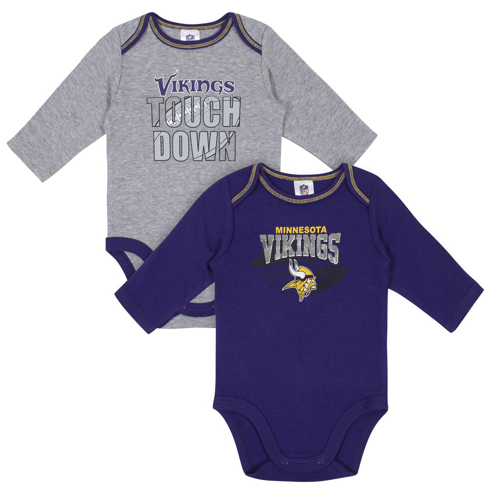 Gerber Unisex Baby NFL 2 Pack Long Sleeve Onesie Bodysuit  Team Color  0-3 Months
