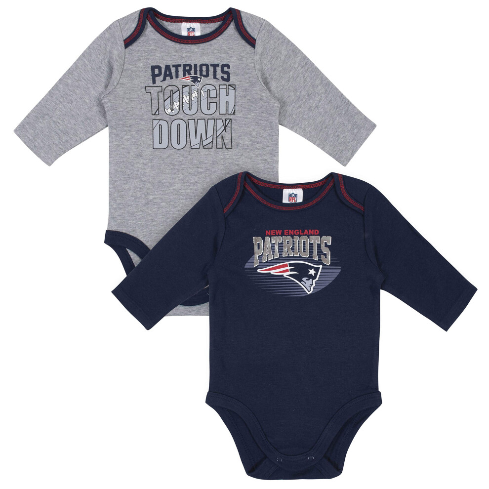 Gerber Unisex Baby NFL 2 Pack Long Sleeve Onesie Bodysuit  Team Color  6-12 Months