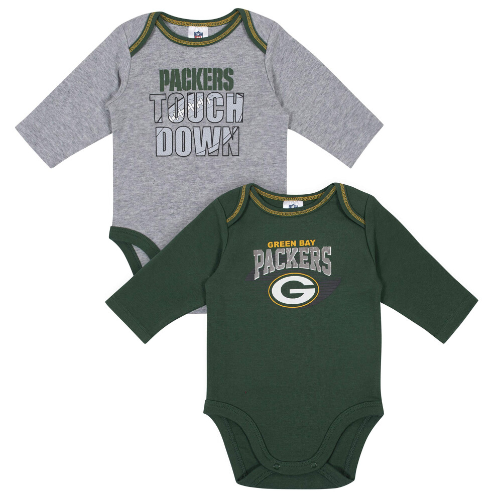 Gerber Unisex Baby NFL 2 Pack Long Sleeve Onesie Bodysuit  Team Color  6-12 Months