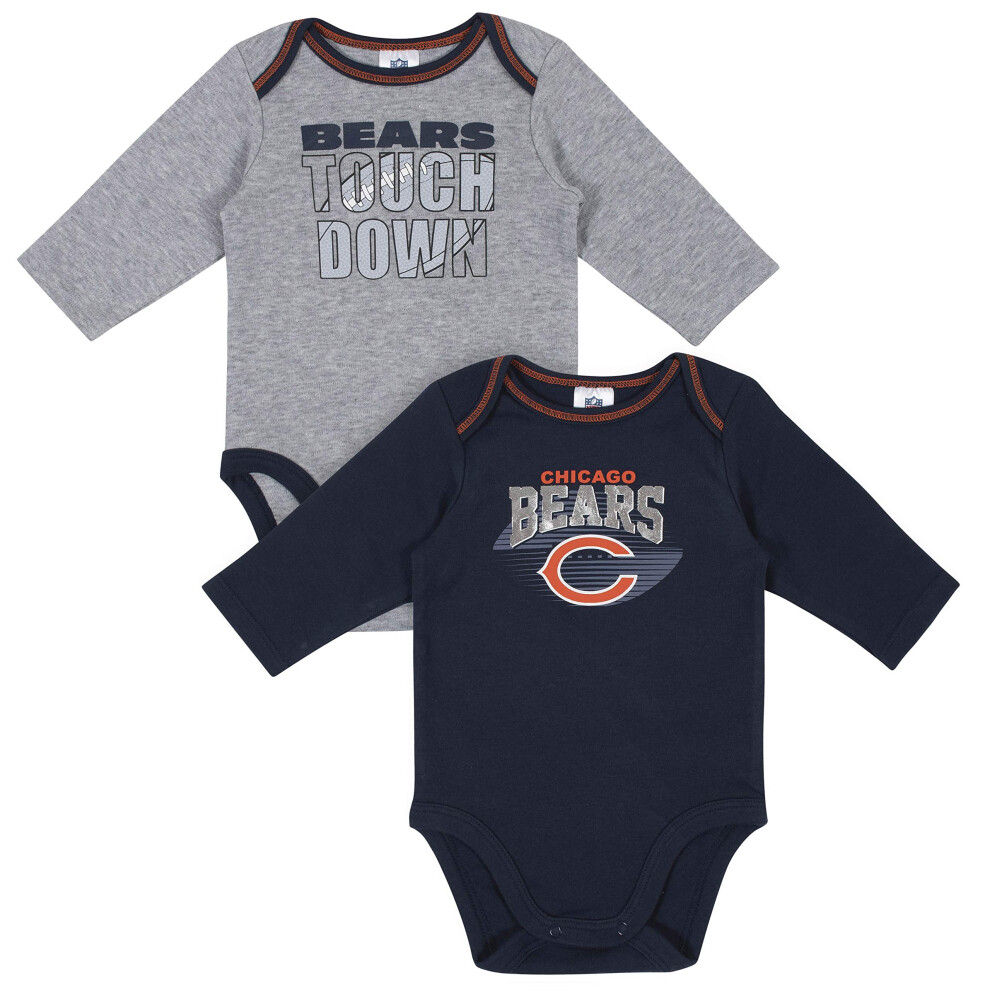 Gerber Unisex Baby NFL 2 Pack Long Sleeve Onesie Bodysuit  Team Color  3-6 Months