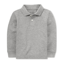 The Children's Place Langarm-Poloshirt aus Piqu    f   r Schuluniformen f   r Babys und Kleinkinder, Hellgrau, Einzelgr      e 9   12 Monate, US