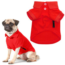 Parisian Pet Dog Piktrjor - Andas Hund Bomullsskjorta - Enstaka rd frg Sommar Pullover Hundklder - Button Up Collar Dog Piktrja fr sm hu