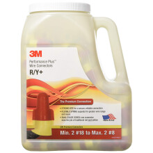 3M Performance Plus R/Y+ Flame-Retardant Twist-On Wire Connector Rounded Wing Shell Live-Action/Square Wire Spring