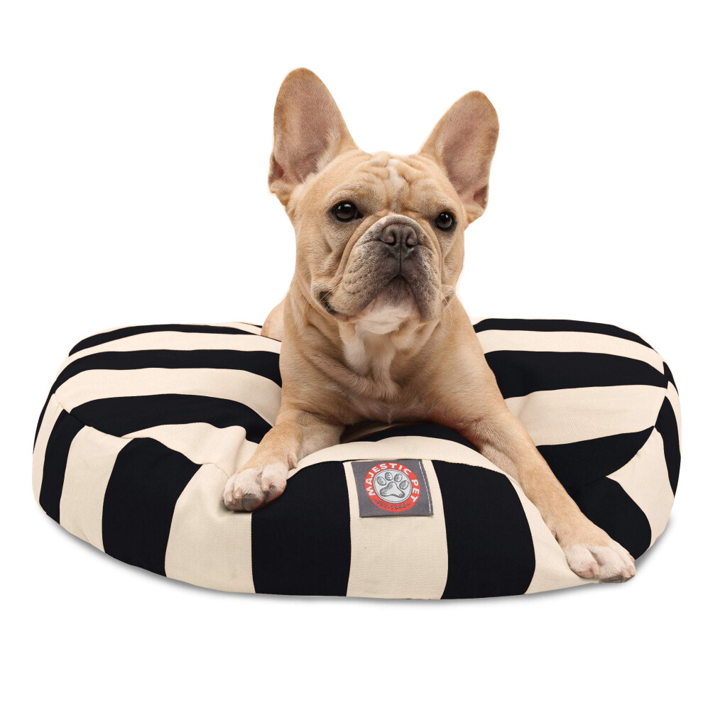 Black Vertical Stripe Small Round Indoor Outdoor Pet Dog Bed With Removable Washable Cover By Majestic Pet Products-image-OPC-PHFKRPJ-NEW