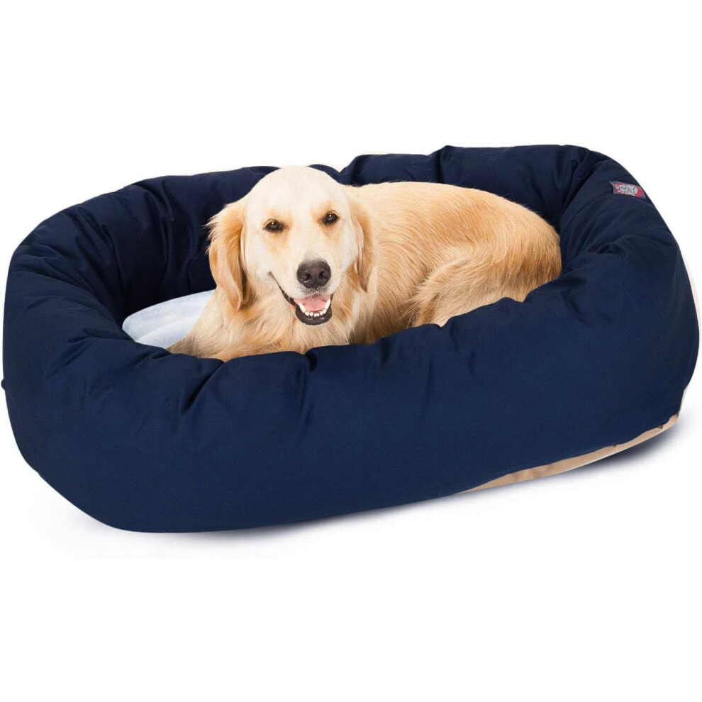 Photos - Bed & Furniture Majestic Pet 40 Inch Poly-Cotton Sherpa Calming Dog Bed Washable - Cozy Soft Round Dog Bed with Spine for Head Support - Flu 