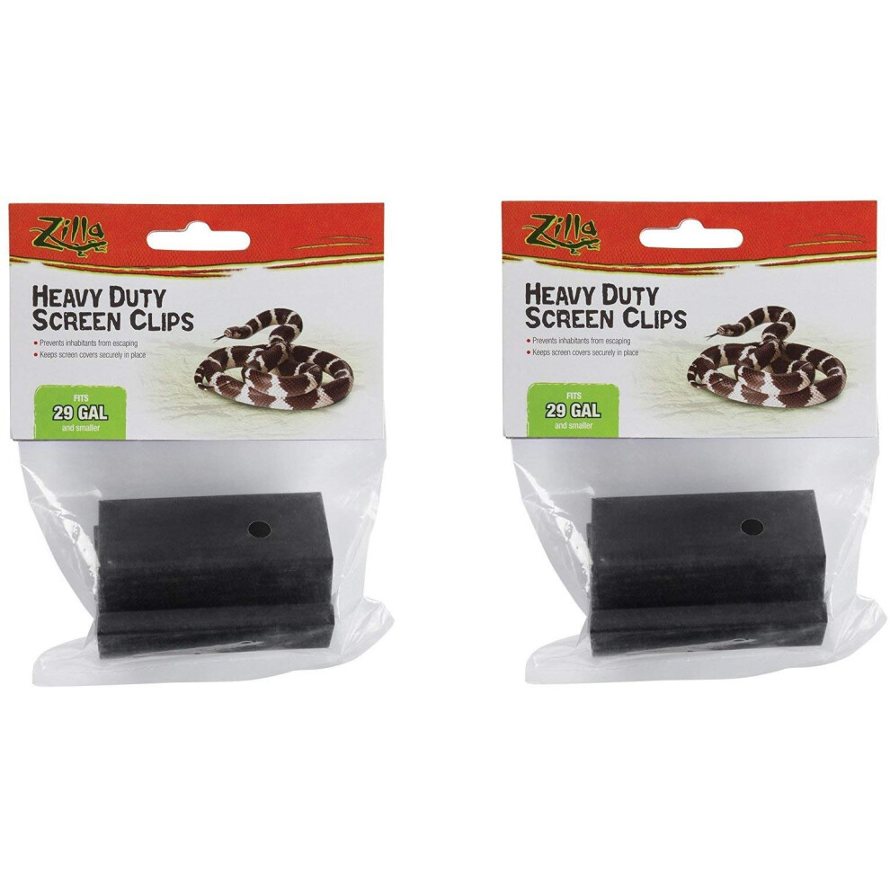 (2 Pack) Zilla Reptile Terrarium Covers Heavy Duty Screen Clips Small 5-29 Gallons - 2 Clips Each