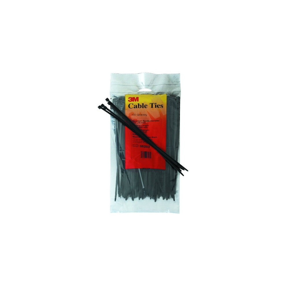 3M 06200 Weather-Resistant Miniature Cable Tie  4-Inch  Black  100-Count