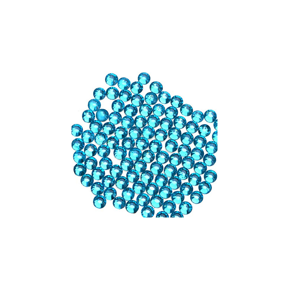 1000 Pi Ces Hot Fix Glass Flatback R Thinestones Hotfix Round Crystal Gems (Aquamarine SS20)-image