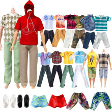 13-teilige Puppenkleidung und Zubehör für 11,5-Zoll-Jungenpuppen-Outfit, zufällig 5 Oberteile, 5 Hosen, 2 Paar Schuhe, ein Paar Badehosen