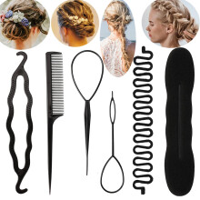 UTTH-DTTK Hair French Braid Tool 6 pieces Resin Centipede Braid Maker Hair Styling Accessories for Women Girls 1 Count (Black 6-piece set)