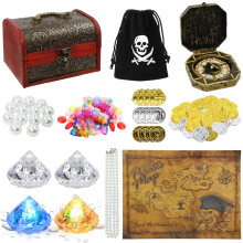 WGXX 85 stykker Pirate Treasure Leget?j Light-Up Dykkerperle Farverig pool Akryl Diamanter Skattekiste Guldm?nter Piratkort Kompas til eventyr So