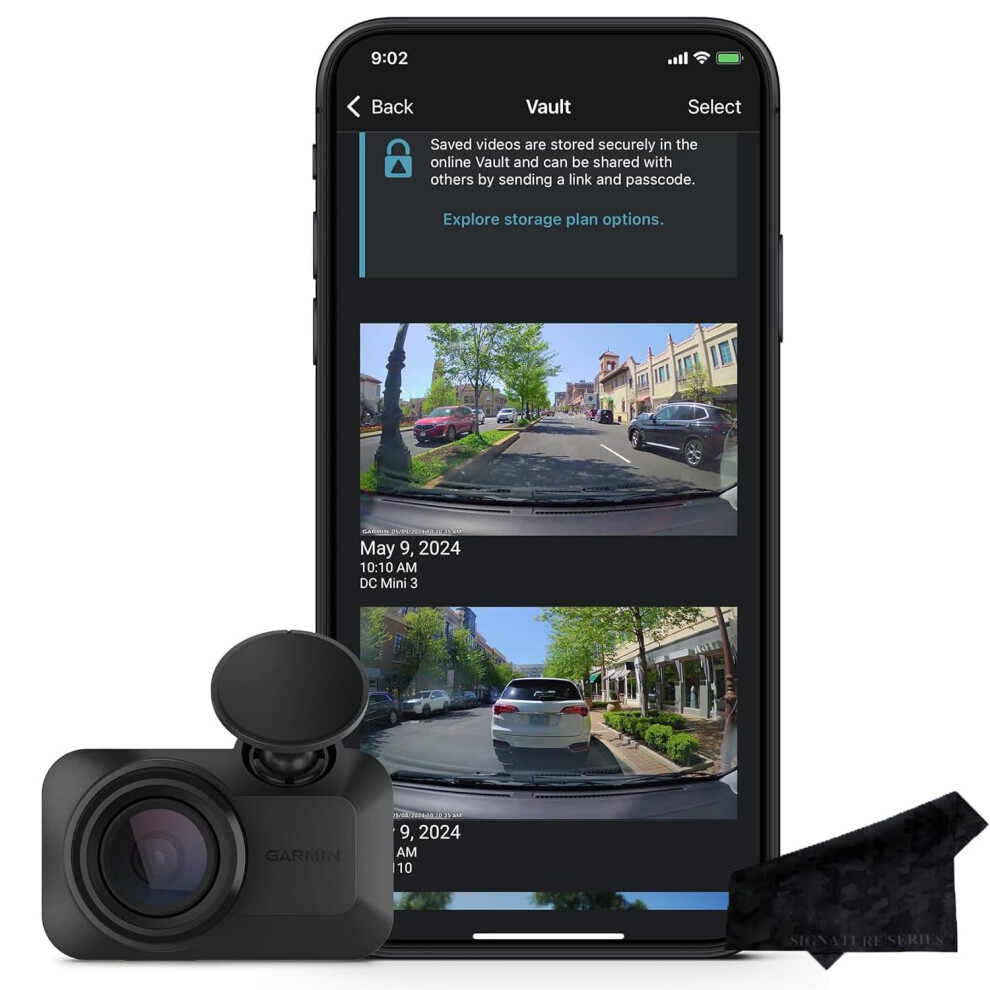 Garmin Dash Cam Mini 3  1080p  140-degree FOV  Incident Detection Recording and Signature Series Cloth-image-OPC-PHFKT5M-NEW