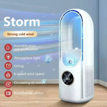 Portable USB Mini Air Cooler Fan | 6-Speed Bladeless AC & Humidifier