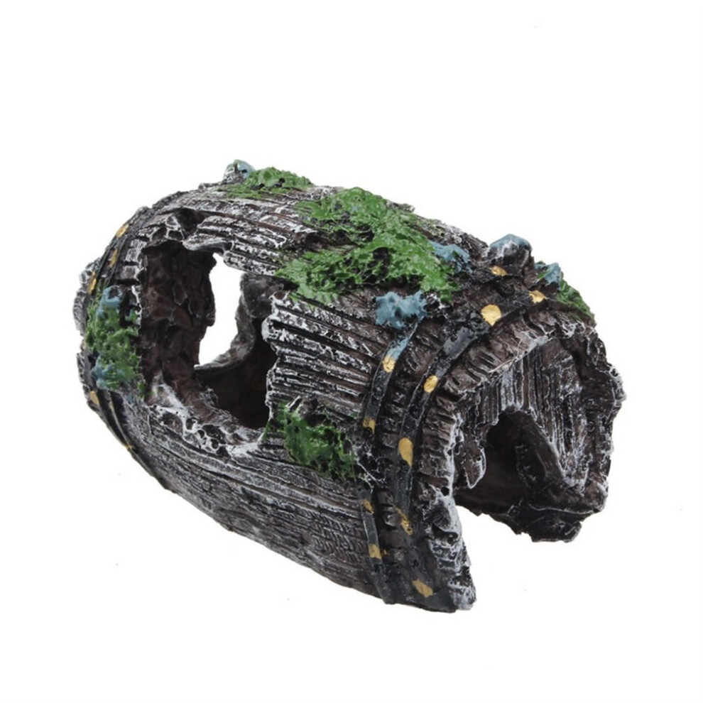 Superdream Fish Tank Aquarium Cave Resin Broken Barrel Ornament Landscape Decor