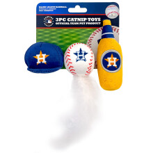 BEDSTE PUSH KATTELEGET?J - MLB HOUSTON ASTROS Komplet s?t med 3 stykker katteleget?j fyldt med frisk katteurt. Inkl.: 1 baseball kasket kattelege