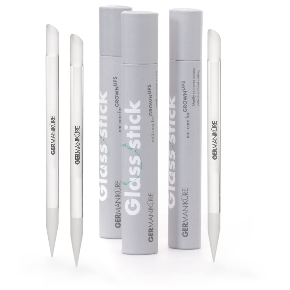 Germanikure Glass Cuticle Stick Set Of 3 - Cuticle Pusher Remover Callous & Dry Skin File Nail Shaper - Ethically Made In Czech Republic - Profess