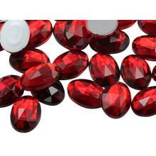 Allstarco 18x13mm punainen rubiini .TM litteä selkä soikea akryyli strassit muoviset pukujalokivet Cosplay koristeet koristeet - 35 kpl