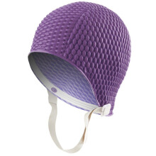 Sporti Bubble Swim Cap with Chin Strap - Dark Purple