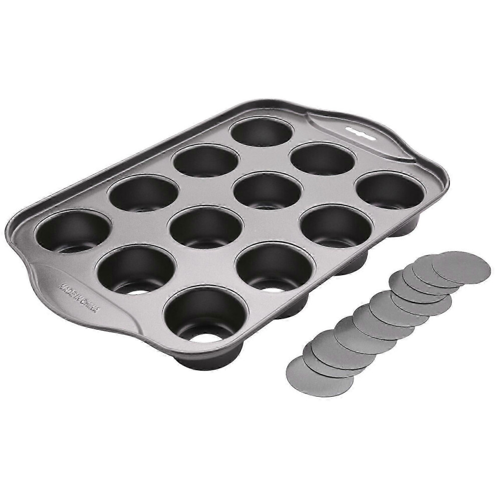 Kikidex (As Show, One Size) 12 Cavity Mini Cheesecake Pan With 12 Pieces Removable Bottom