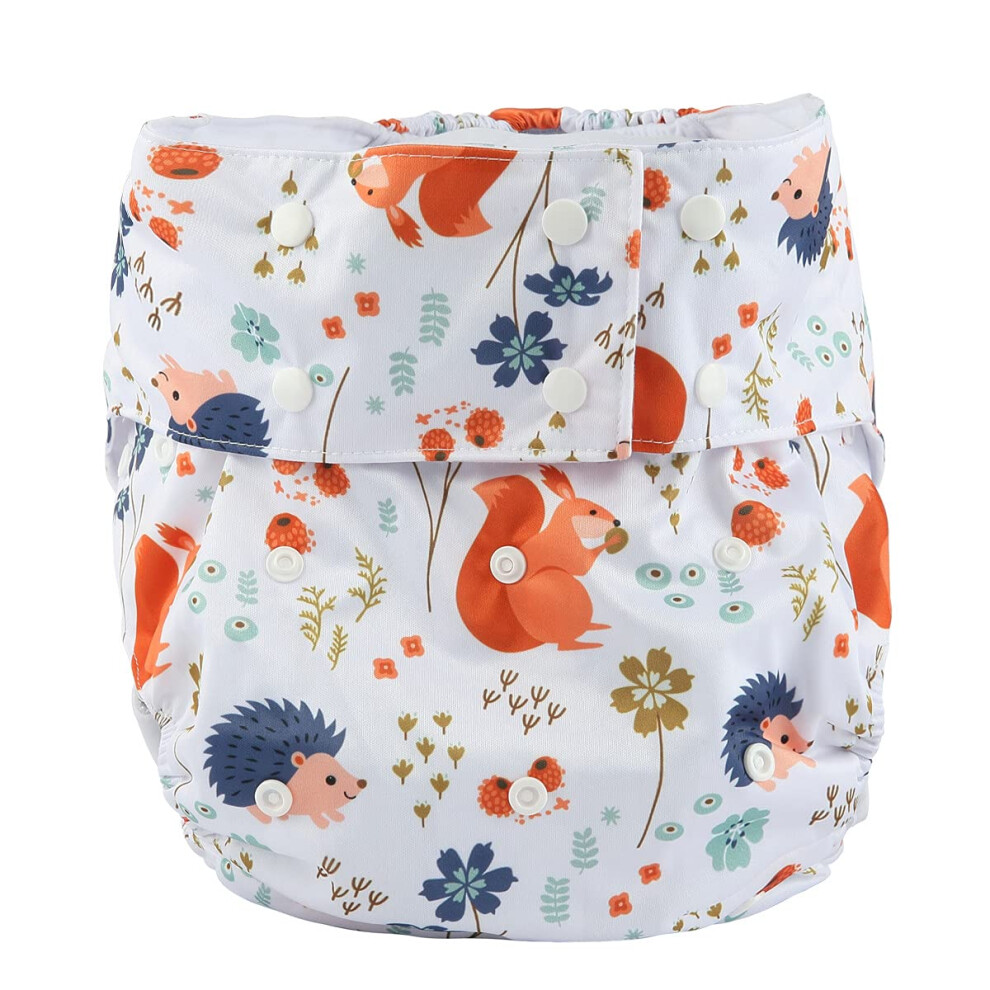 Sigzagor Teen Adult Cloth Diaper Nappy Reusable Washable For Disability (Squirrel Flowers)