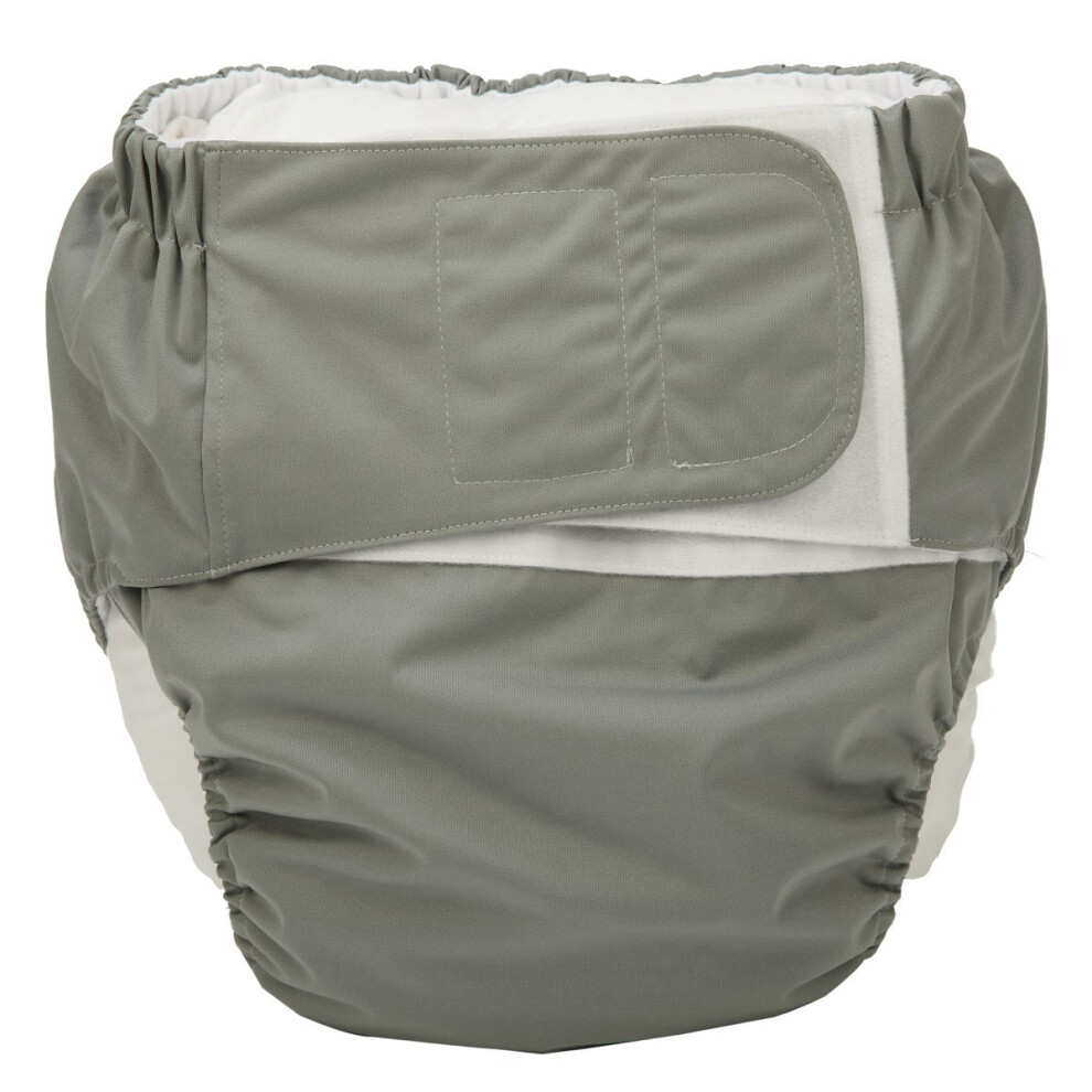 Sigzagor Grey Large Teen Adult Cloth Diaper Nappy Reusable Washable For Disability Incontinence With Hook And Loop For Men ( (Large 26In To 50In))