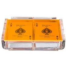 Luxe Dominoes Modern Elegant Playing Card Holder vassoio con 2 mazzi di carte da gioco in una scatola acrilica deluxe elegante unica con coperchio a