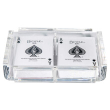 Luxe Dominoes Modern Elegant Playing Card Holder vassoio con 2 mazzi di carte da gioco in una scatola acrilica deluxe elegante unica con coperchio a