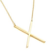 Momol collana iniziale laterale 18K in acciaio inossidabile oro inossidabile grande lettere x Neglana a ciondolo Nome sceneggiatura Monogramma Collan