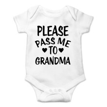 Abbigliamento CBT per favore passami al corpi nonna per neonati divertenti vestiti neonati carini vestiti unisex unisex (6 mesi di bianco)