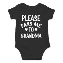 CBT abbari per favore passami alla nonna per bambini con outfit per neonati divertenti vestiti neonati carini unisex unisex figura (12 mesi neri)