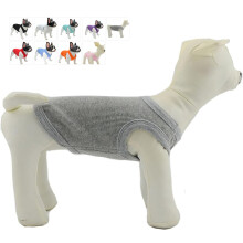 Lovelonglong 2019 Summer Pet Clothing  Dog Clothes Blank T-Shirts Ribbed Tanks Top Thread Vests for Large Medium Small Dogs 100% Cotton Gray S