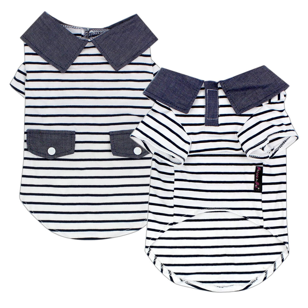 Parisan Pet Preppy Boy Polo Dog Dog Dog - Puppy Tenues - 100% Coton Doggie Clothe - Magine Machine Washable Puppy Apparel - Shirts Dog For Small-image