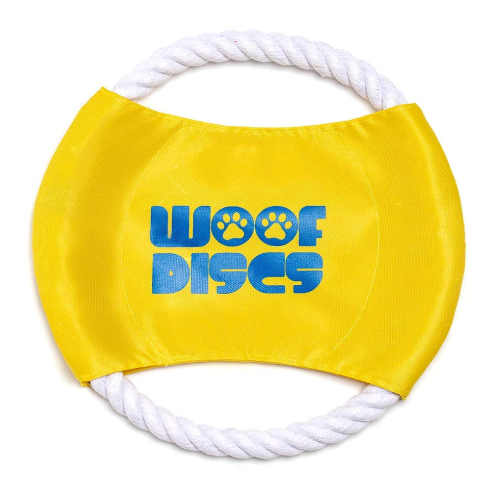 Woof Discs - Flying Rope Disc Chewing Frisbee (Yellow)