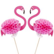 Flairs New York Tillykke med f?dselsdagen Dekorationer Cup Cake Toppers Festrekvisitter (pakke med 2 Cup Cake Toppers Flamingos)