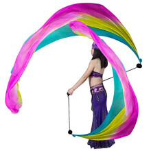 KIKIGOAL 2pcs 2.0x0.9M/78.74"x35.43" Multi-Color Dans Zijde Vloei Poi